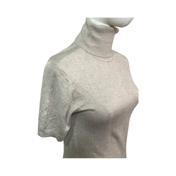 Mango NWT Committed Beige Turtleneck Short Sleeve Sweater Top Women's Medium - Picture 3 of 7